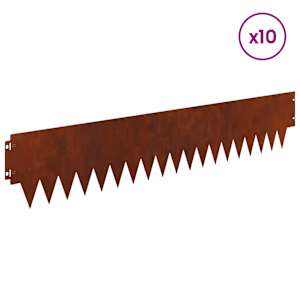 Okraj trávníku 10 pcs 103 x 20 cm kov Rezavá - obrázek 3