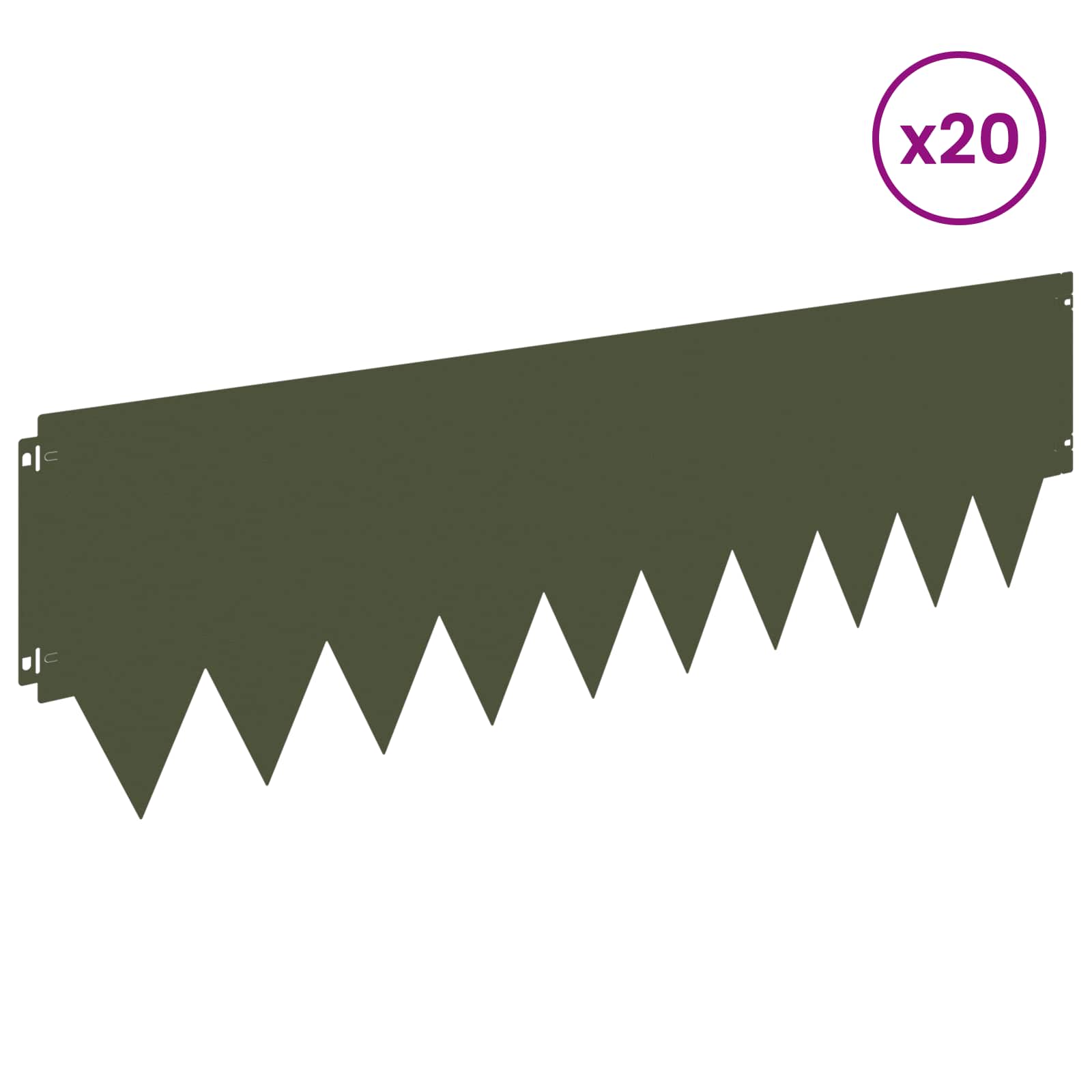 vidaXL Robovi trave 20 pcs 103 x 30 cm jeklo Olivno zelena - slika 3