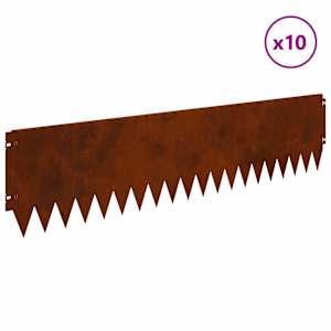 Okraj trávníku 10 pcs 103 x 25 cm Ocel Rezavá - obrázek 3