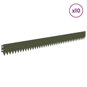 Okraj trávníku 10 pcs 103 x 10 cm Ocel Olivově zelená - obrázek 3
