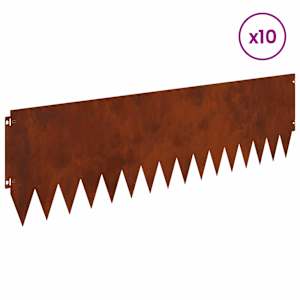 Okraj trávníku 10 pcs 103 x 30 cm Ocel Rezavá - obrázek 3