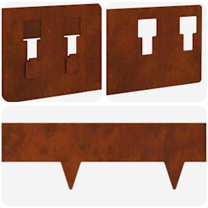 Okraj trávníku 10 pcs 100 x 12 cm Ocel Rezavá - obrázek 8