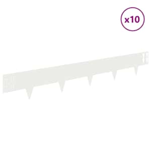 Okraj trávníku 10 pcs 100 x 15 cm Ocel Bílá - obrázek 3