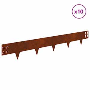 Okraj trávníku 10 pcs 100 x 15 cm Ocel Rezavá - obrázek 3
