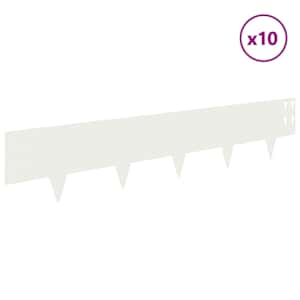 Okraj trávníku 10 pcs 100 x 20 cm Ocel Bílá - obrázek 3