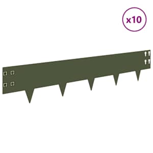 Okraj trávníku 10 pcs 100 x 20 cm Ocel Olivově zelená - obrázek 3