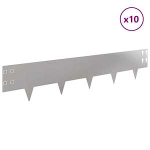 Okraj trávníku 10 pcs 100 x 20 cm Ocel Stříbrná - obrázek 3