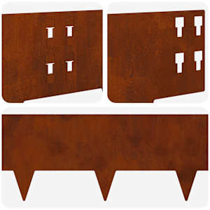 Okraj trávníku 10 pcs 100 x 20 cm Ocel Rezavá - obrázek 8