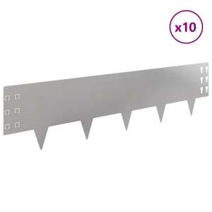 Okraj trávníku 10 pcs 100 x 25 cm Ocel Stříbrná - obrázek 3