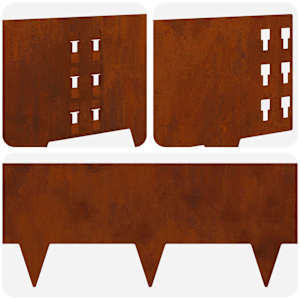 Okraj trávníku 30 pcs 100 x 25 cm Ocel Rezavá - obrázek 8