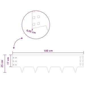 Okraj trávníku 30 pcs 100 x 25 cm Ocel Rezavá - obrázek 10