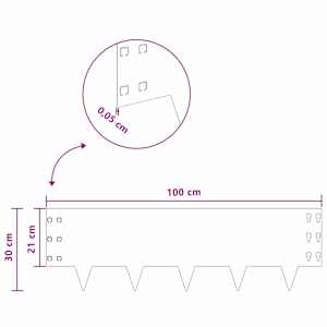 Okraj trávníku 10 pcs 100 x 30 cm Ocel Stříbrná - obrázek 9