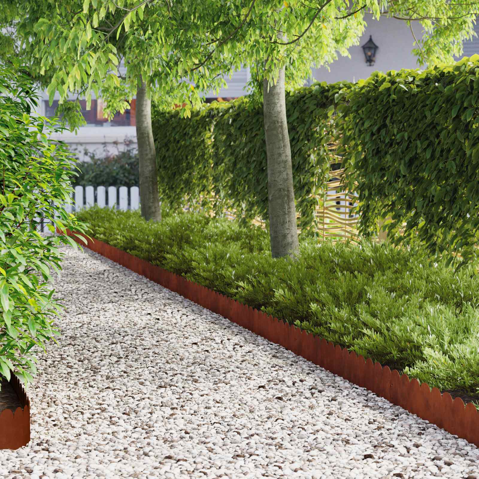 vidaXL Margine pentru gazon 10 pcs 103 x 20 cm Oțel Ruginit