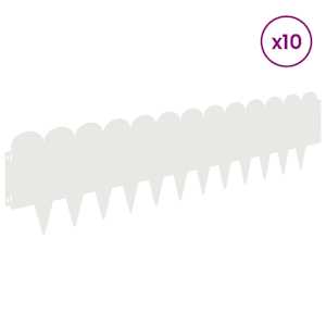 Okraj trávníku 10 pcs 103 x 25 cm Ocel Bílá - obrázek 3