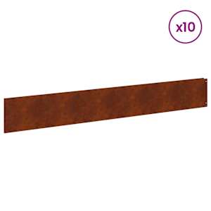 Okraj trávníku 10 pcs 100 x 15 cm Ocel Rezavá - obrázek 3