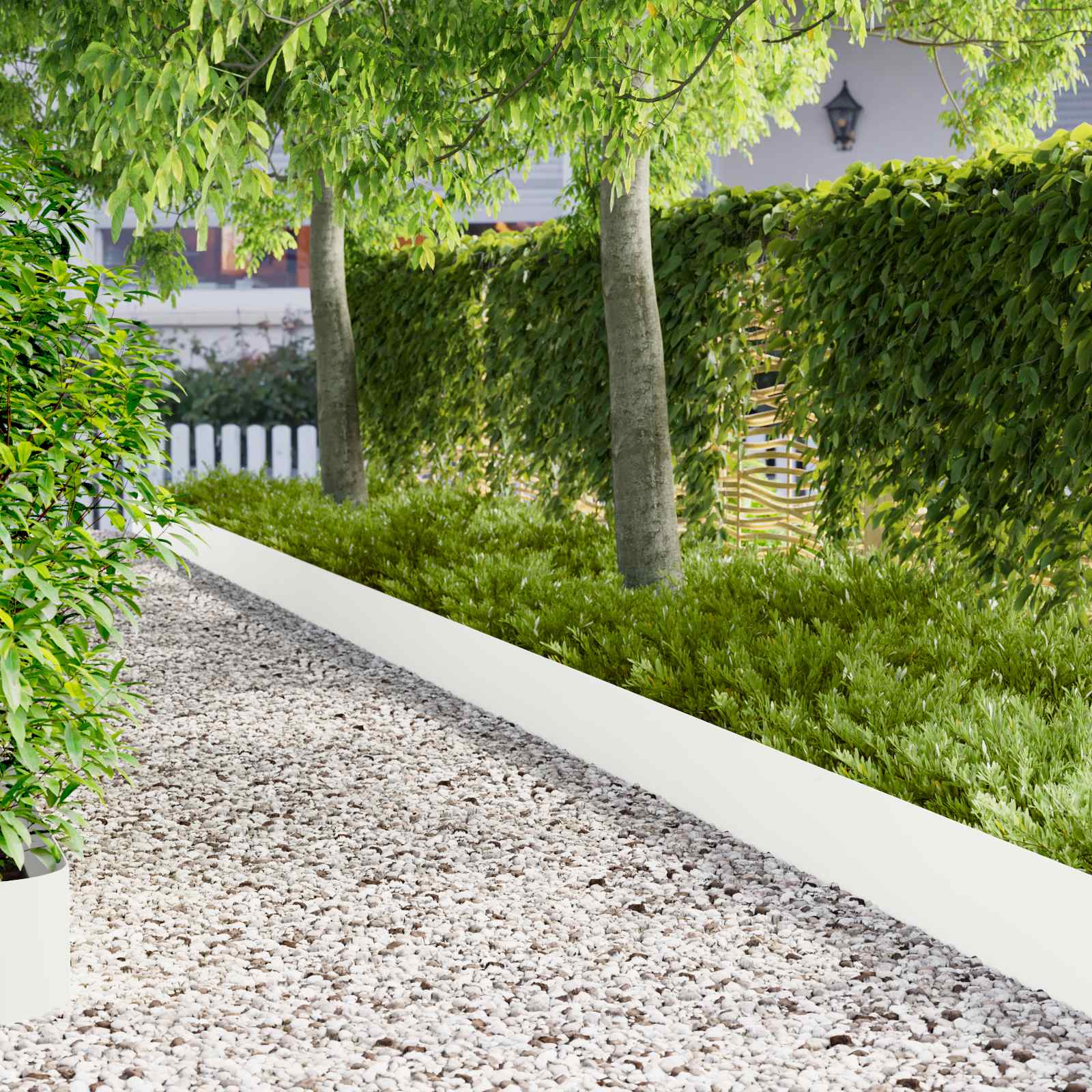 Gazonrand 20 st 100 x 18 cm Staal Wit – afbeelding 1
