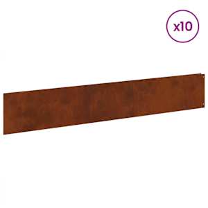 Okraj trávníku 10 pcs 100 x 18 cm Ocel Rezavá - obrázek 3