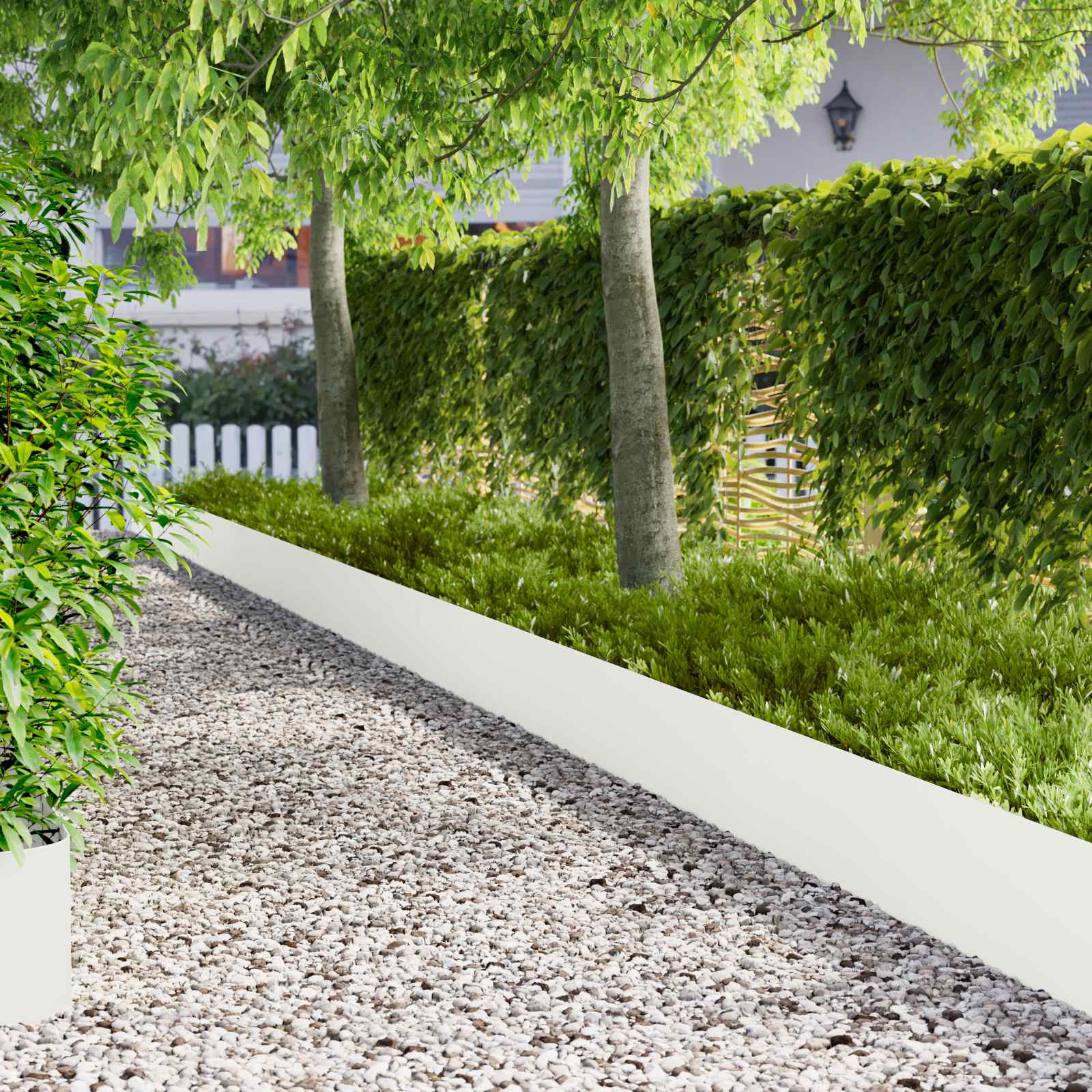 Gazonrand 10 st 100 x 22 cm Staal Wit – afbeelding 1