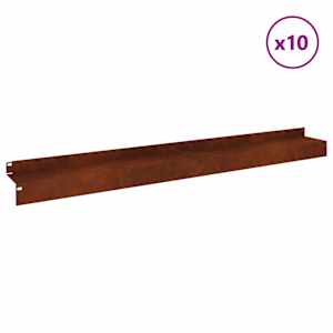 Okraj trávníku 10 pcs 100 x 10 x 8 cm Ocel Rezavá - obrázek 3