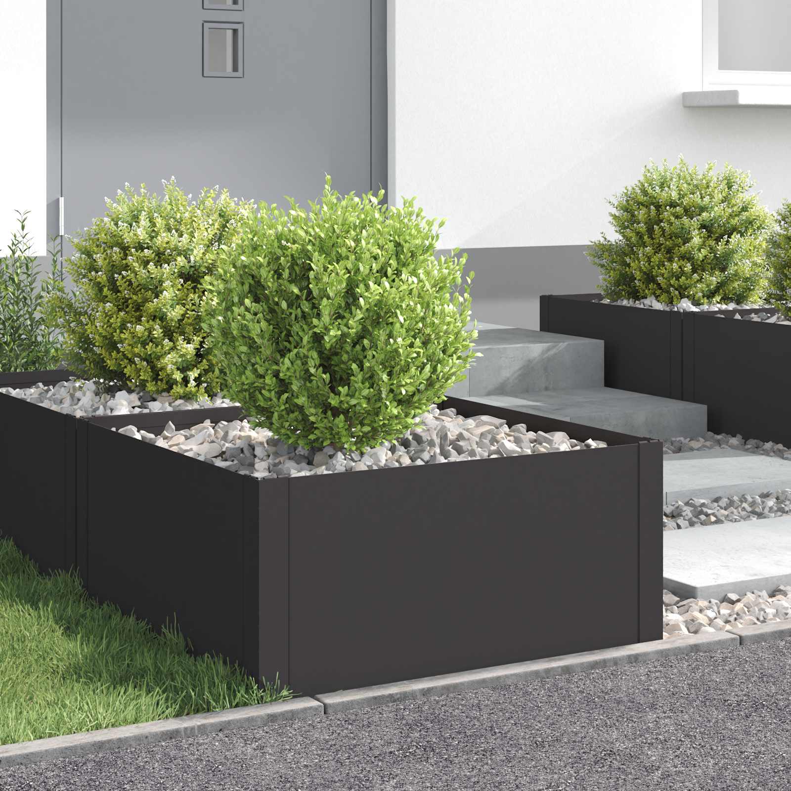 vidaXL Margine pentru gazon 4 pcs 60 x 60 x 35 cm Oțel Negru