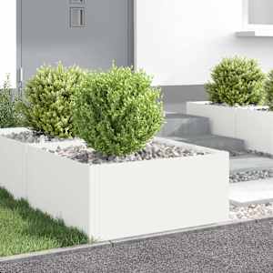 Robovi trave 4 kos 60 x 60 x 35 cm Jeklo Bela