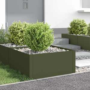 Robovi trave 4 kos 60 x 60 x 35 cm Jeklo Olivno zelena