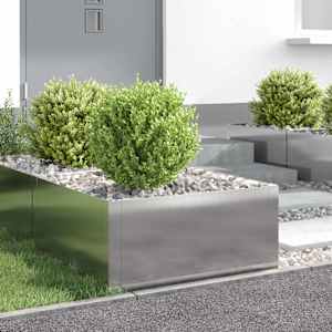 Robovi trave 4 kos 60 x 60 x 35 cm Jeklo Srebrna