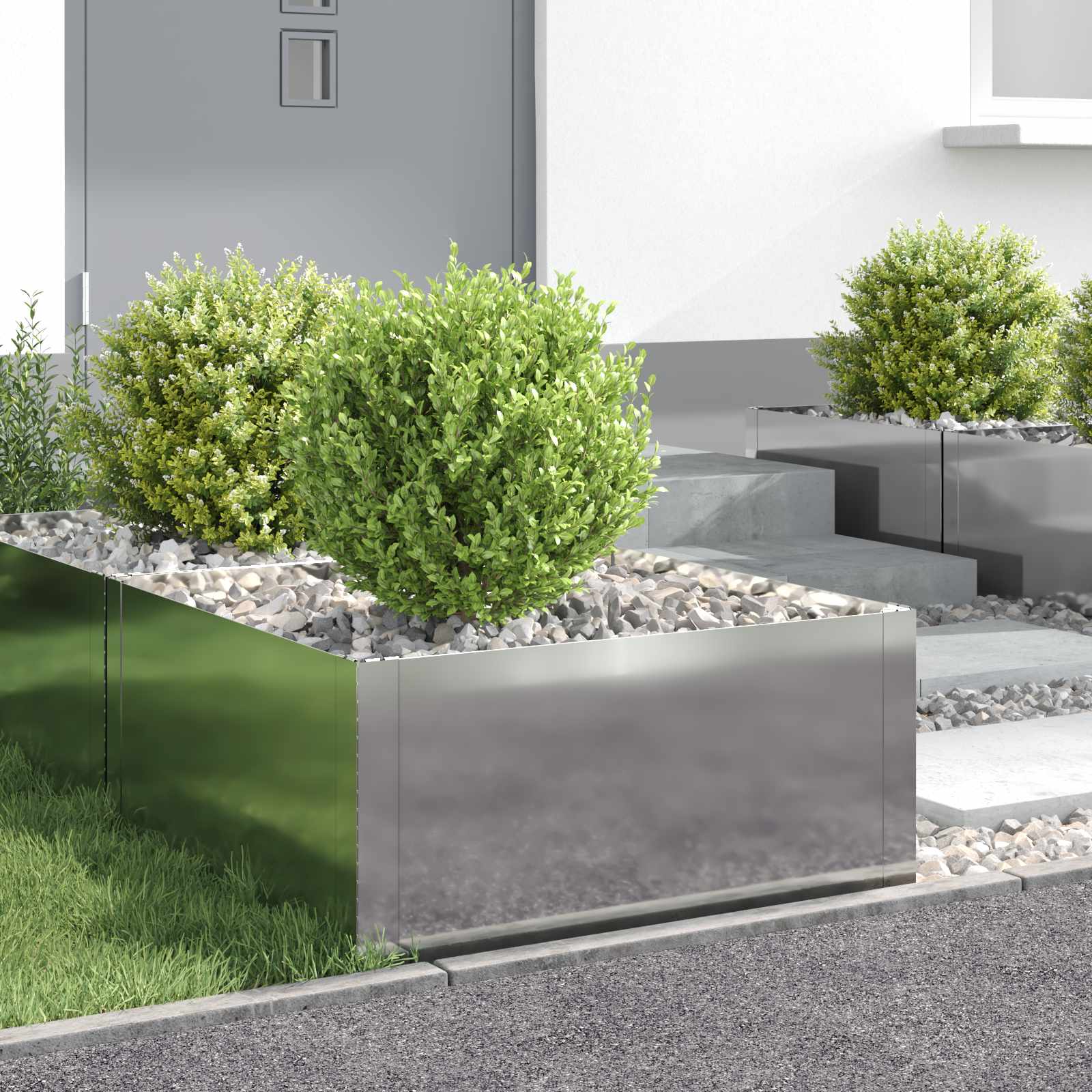 vidaXL Margine pentru gazon 4 pcs 60 x 60 x 35 cm Oțel Argintiu