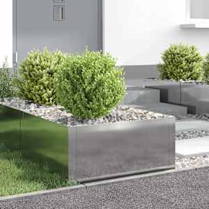 Robovi trave 4 kos 60 x 60 x 35 cm Jeklo Srebrna