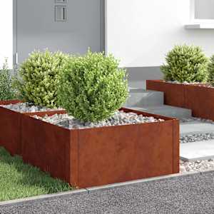 Robovi trave 4 kos 60 x 60 x 35 cm Jeklo Rjav