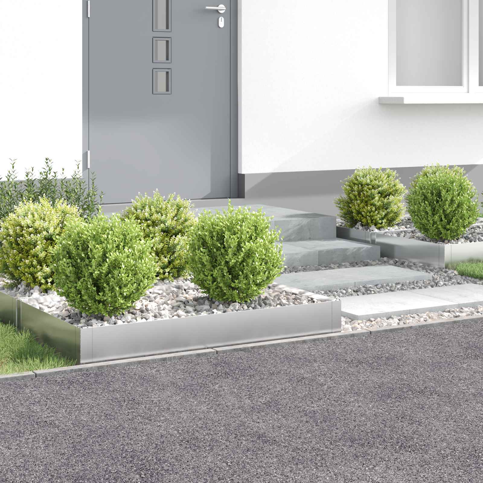 vidaXL Robovi trave 4 kos 100 x 60 x 20 cm Jeklo Srebrna