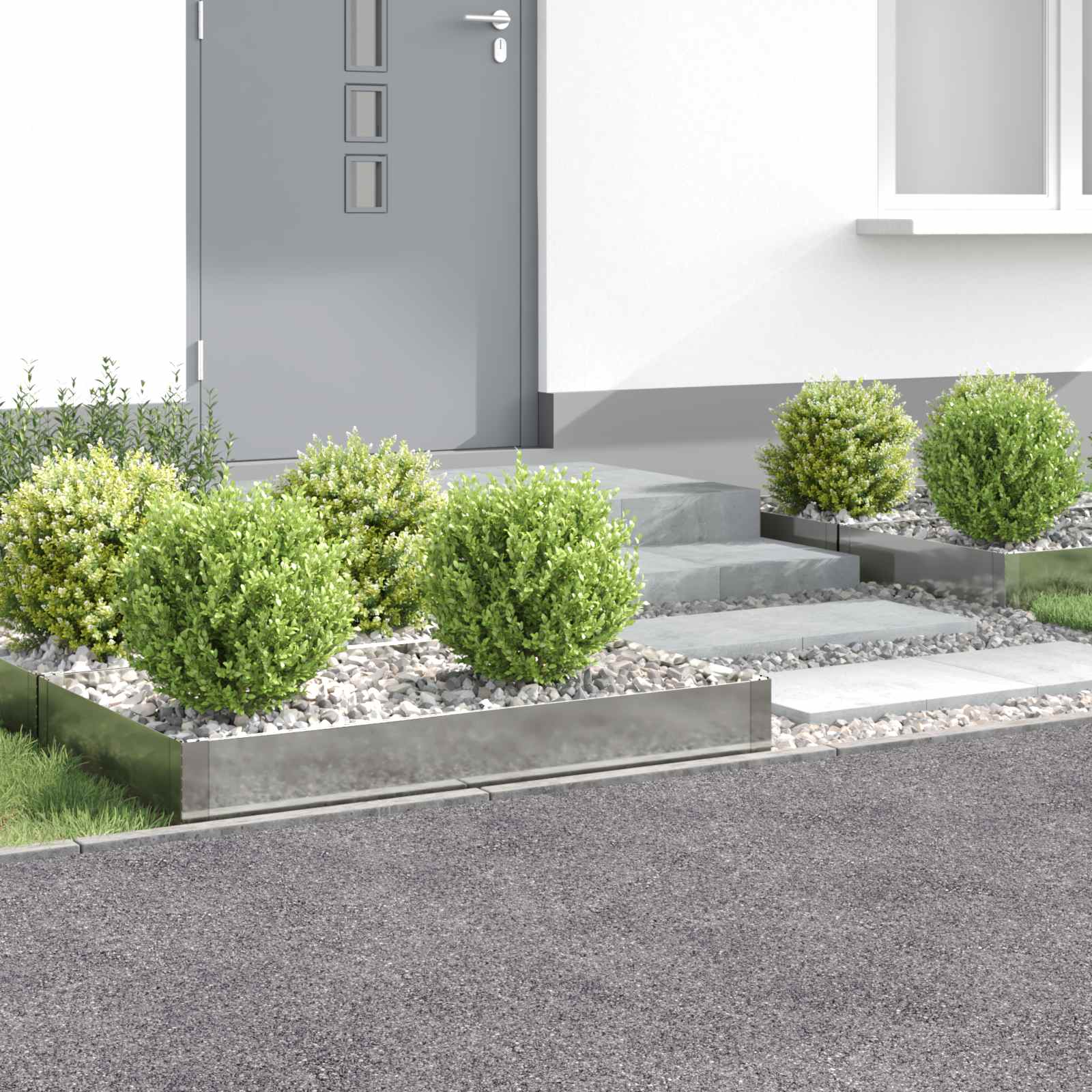 vidaXL Margine pentru gazon 4 pcs 100 x 60 x 20 cm Oțel Argintiu