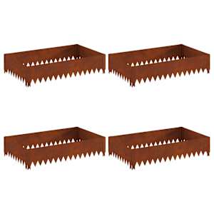 Okraj trávníku 4 pcs 100 x 60 x 20 cm Ocel Rezavá - obrázek 2