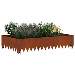 Okraj trávníku 4 pcs 100 x 60 x 20 cm Ocel Rezavá - obrázek 3