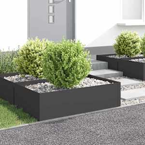 Robovi trave 4 kos 100 x 60 x 35 cm Jeklo Črna