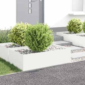 Robovi trave 4 kos 100 x 60 x 35 cm Jeklo Bela