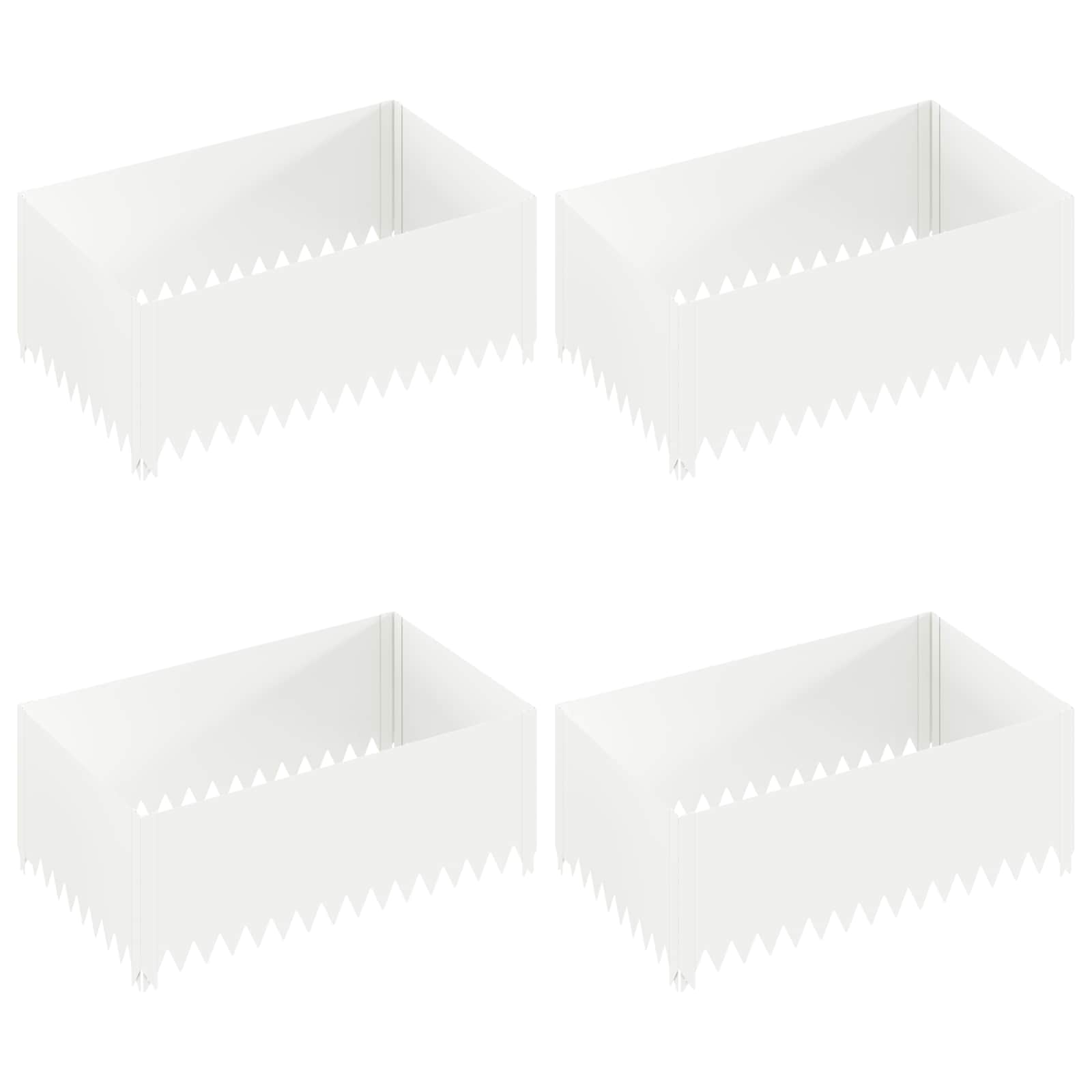 vidaXL Obrubník trávnika 4 ks 100 x 60 x 35 cm Oceľ Biela