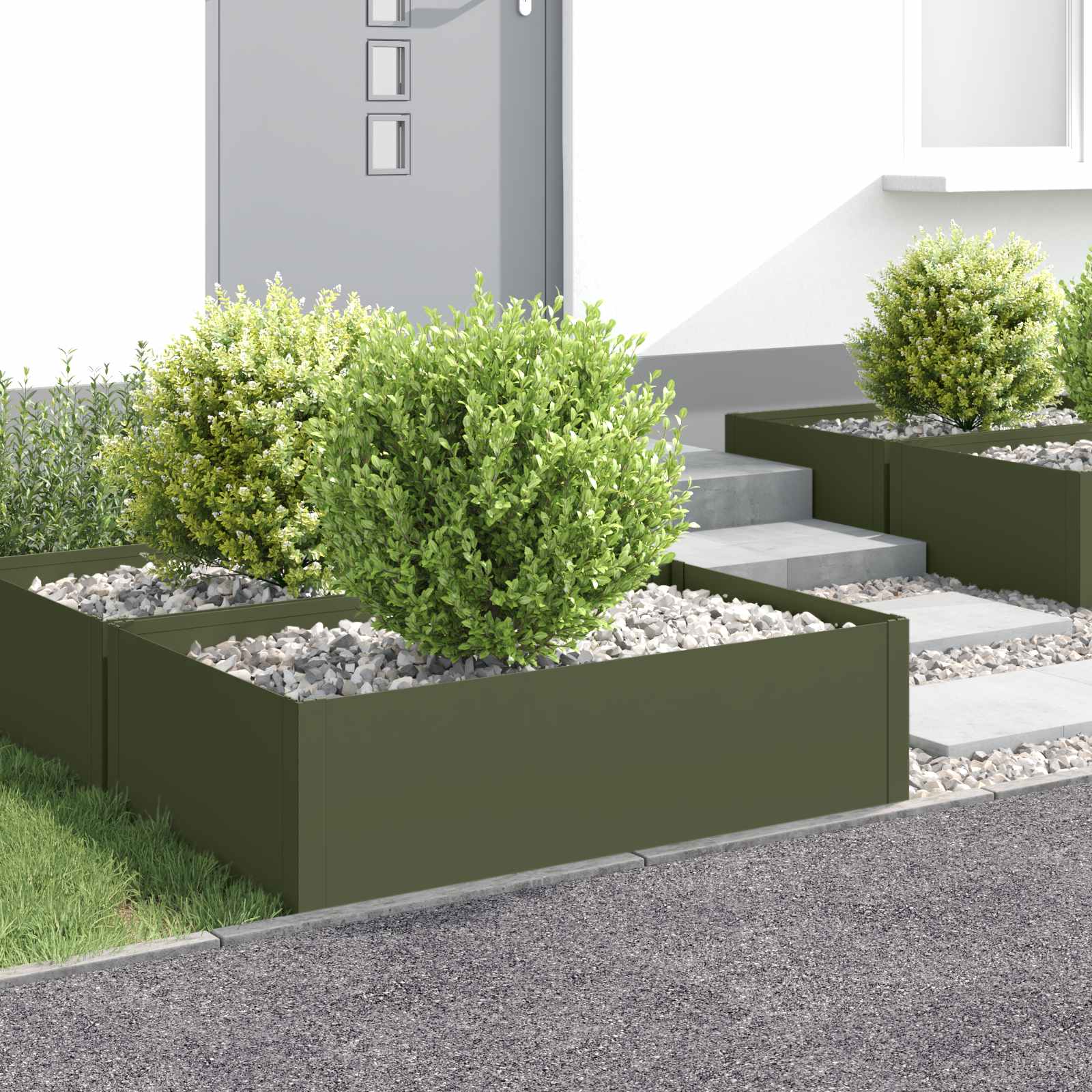 vidaXL Robovi trave 4 kos 100 x 60 x 35 cm Jeklo Olivno zelena