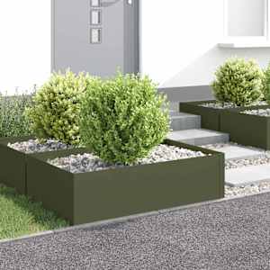 Robovi trave 4 kos 100 x 60 x 35 cm Jeklo Olivno zelena