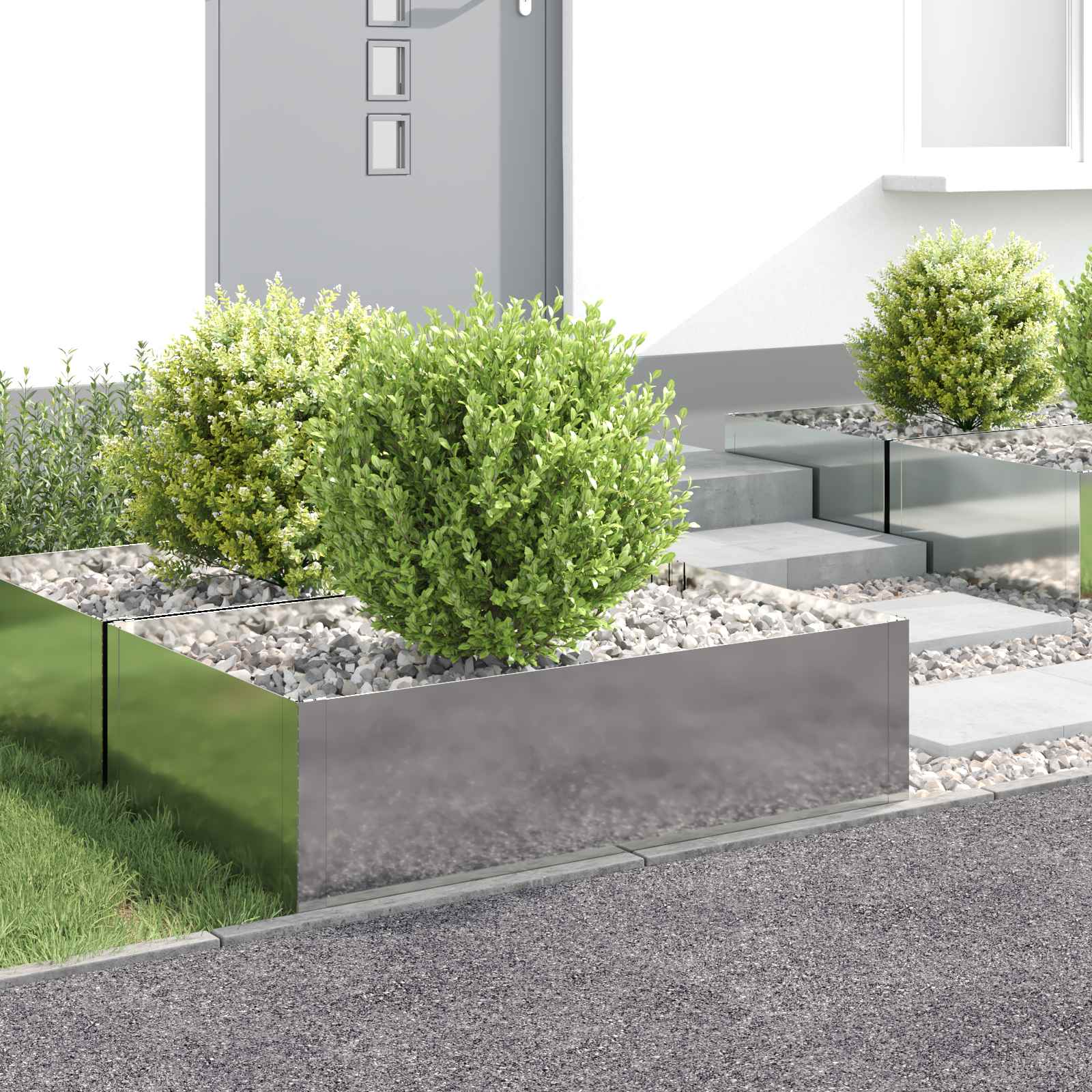 vidaXL Margine pentru gazon 4 pcs 100 x 60 x 35 cm Oțel Argintiu