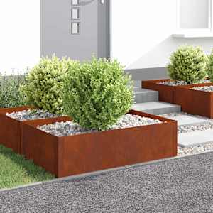 Robovi trave 4 kos 100 x 60 x 35 cm Jeklo Rjav