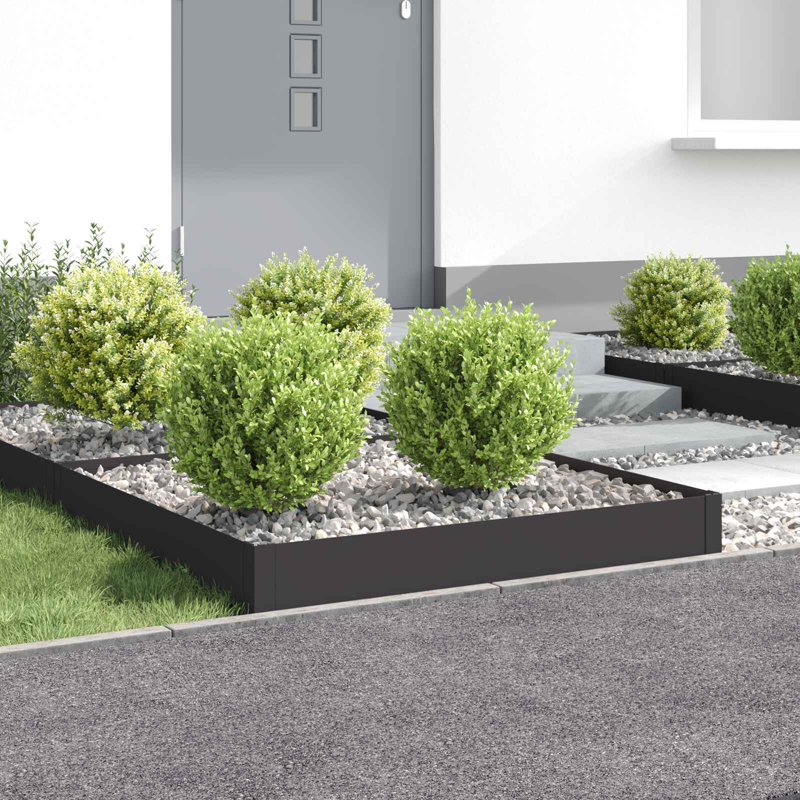vidaXL Nurmireunus 4 kpl 100 x 100 x 20 cm Teräs Musta