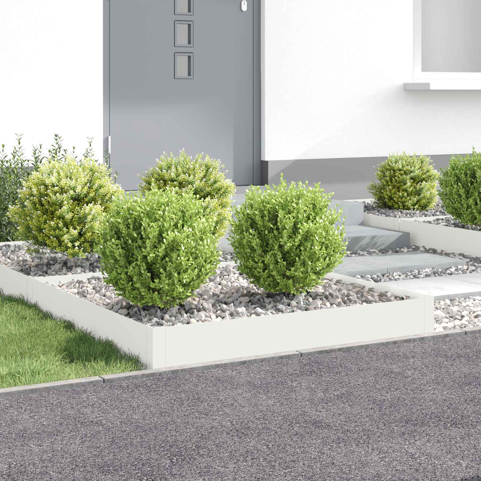 vidaXL Nurmireunus 4 kpl 100 x 100 x 20 cm Teräs valkoinen