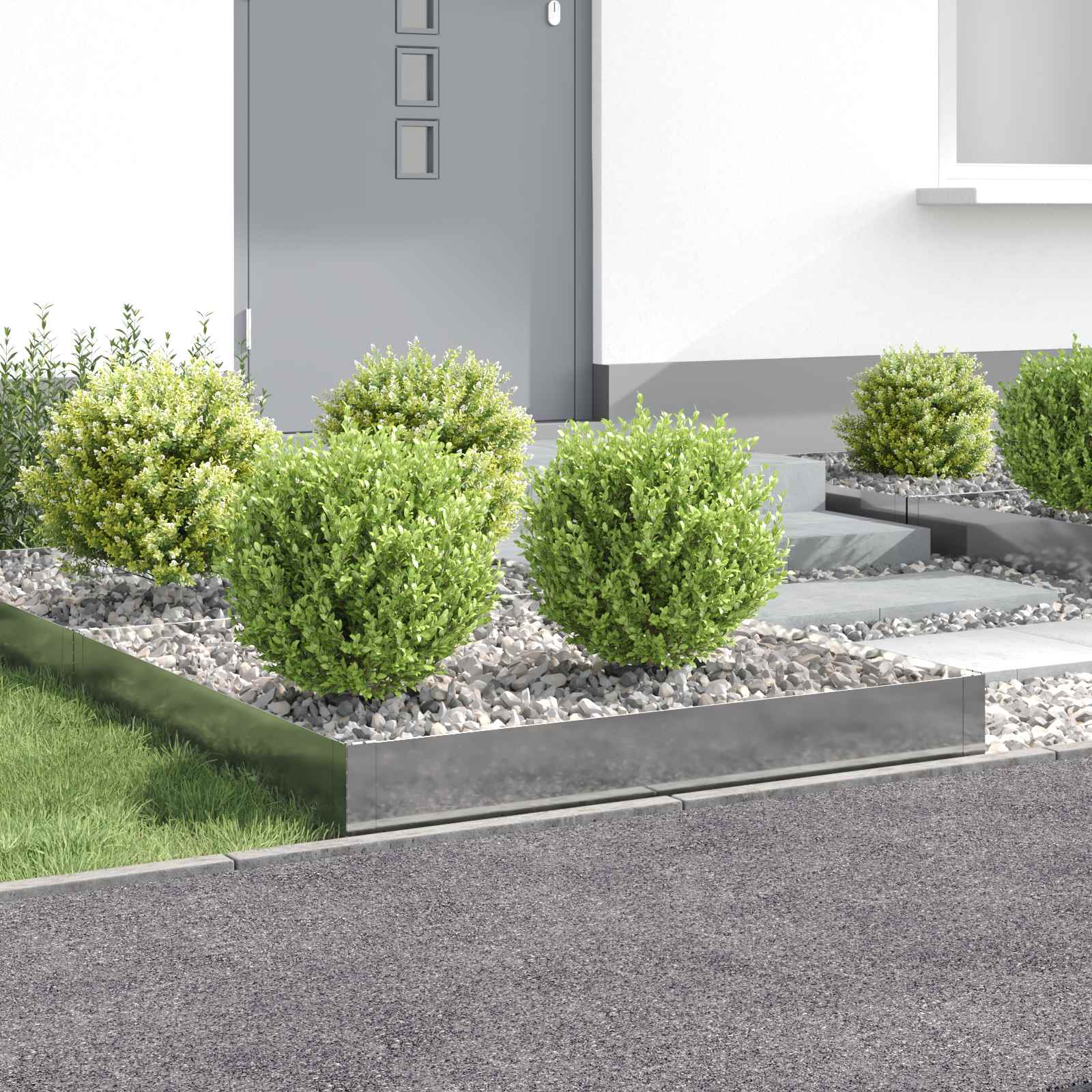 vidaXL Margine pentru gazon 4 pcs 100 x 100 x 20 cm Oțel Argintiu