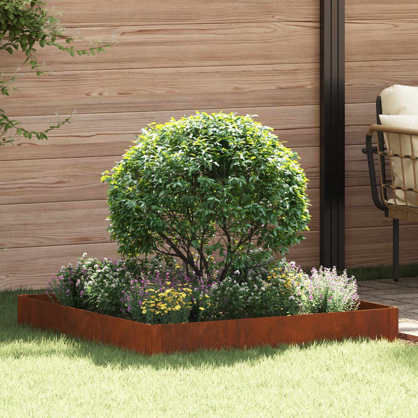 vidaXL Margine pentru gazon 100 x 100 x 20 cm Oțel Ruginit
