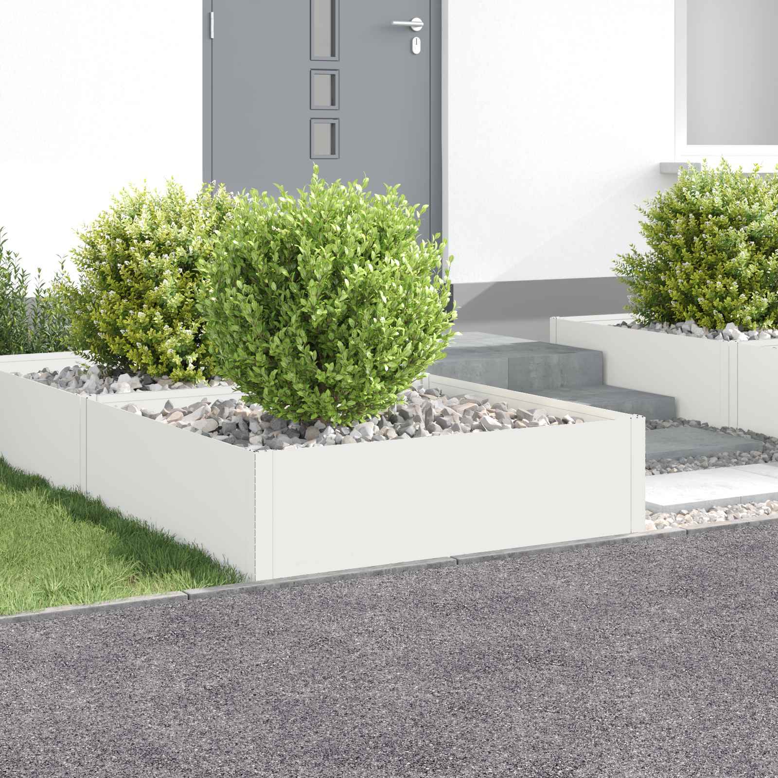 vidaXL Nurmireunus 4 kpl 100 x 100 x 35 cm Teräs valkoinen