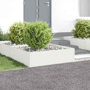 Robovi trave 4 kos 100 x 100 x 35 cm Jeklo Bela
