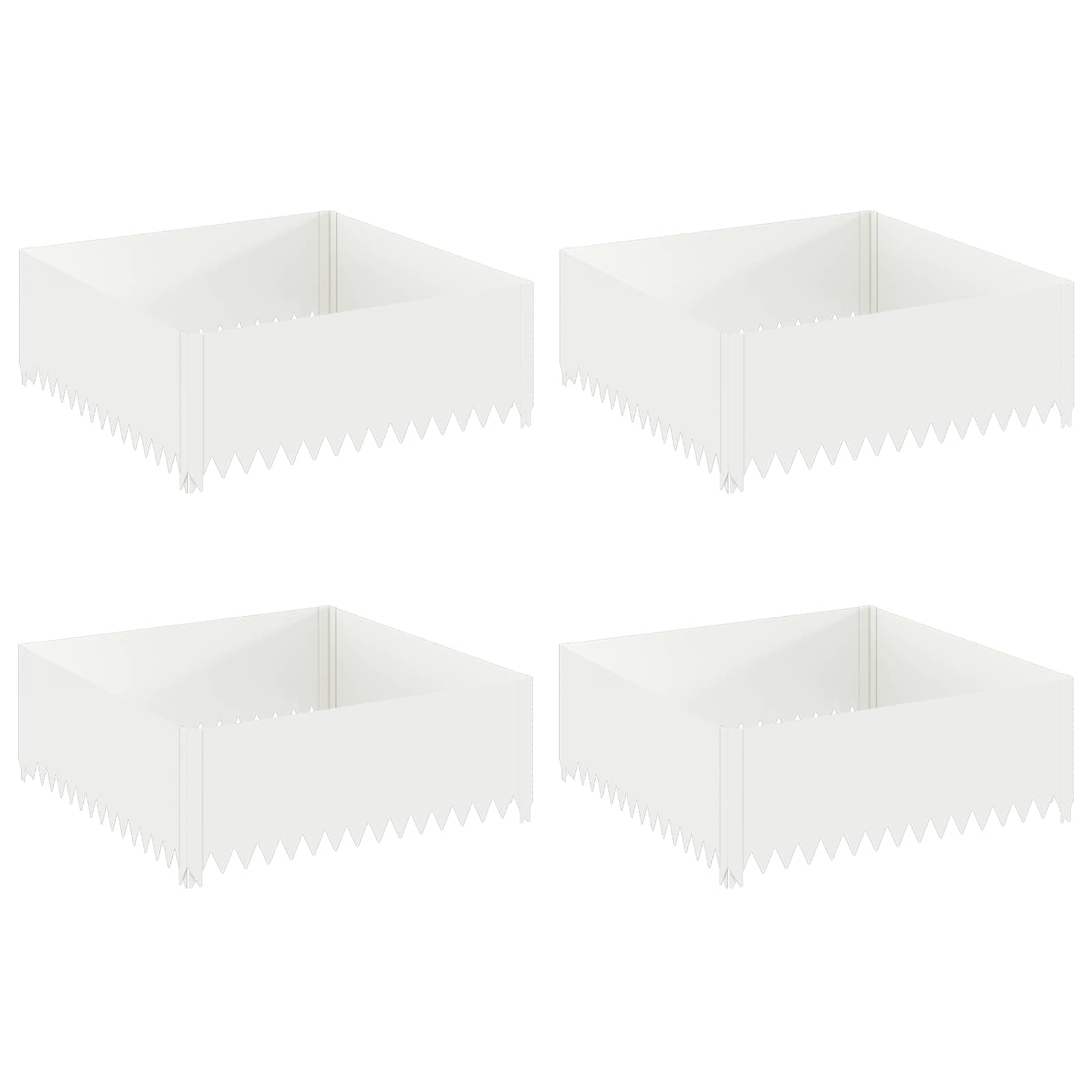 vidaXL Obrubník trávnika 4 ks 100 x 100 x 35 cm Oceľ Biela