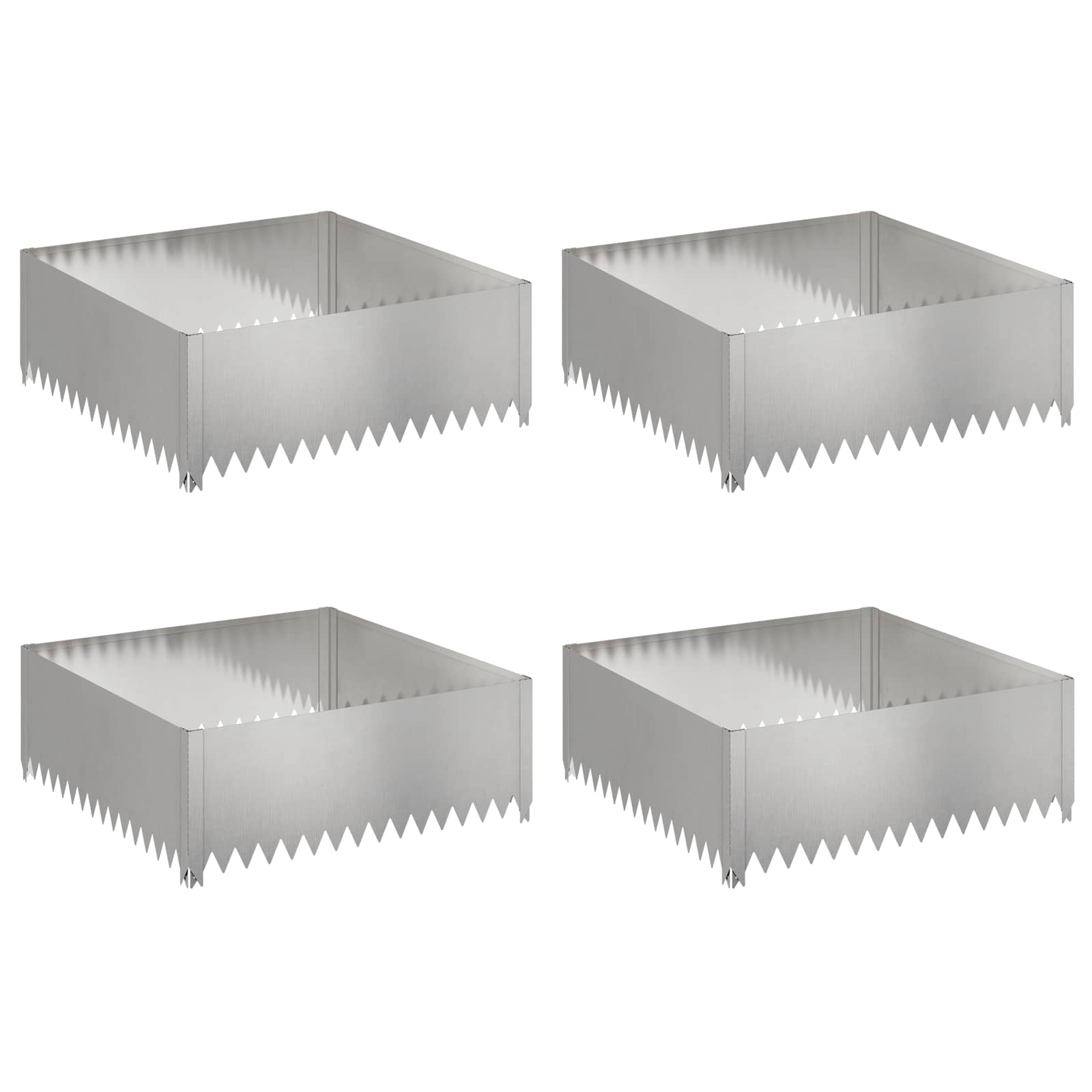 vidaXL Obrubník trávnika 4 ks 100 x 100 x 35 cm Oceľ Strieborná
