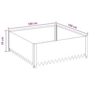 Okraj trávníku 100 x 100 x 35 cm Ocel Rezavá - obrázek 9